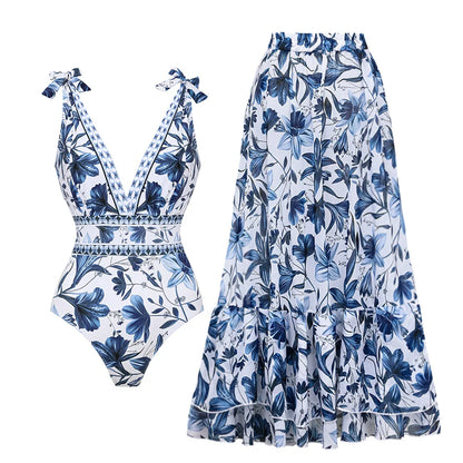 Stylor Bikini with V Collar and Matching Skirt for Elegant and Stunning Style