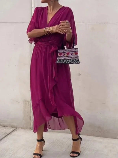 Sophie | Elegant Silk Dress with Stunning V-Cut for Perfect Style