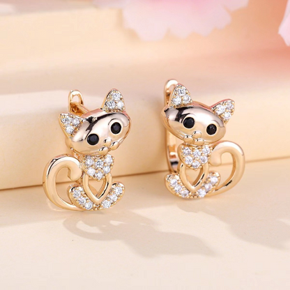 Jasmine Cat-Shaped Earrings with Elegant Zirconia for an Unforgettable Style