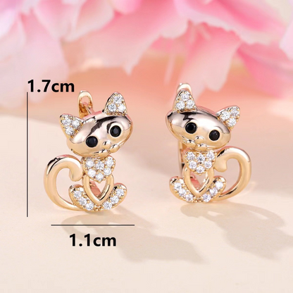Jasmine Cat-Shaped Earrings with Elegant Zirconia for an Unforgettable Style