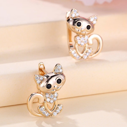 Jasmine Cat-Shaped Earrings with Elegant Zirconia for an Unforgettable Style